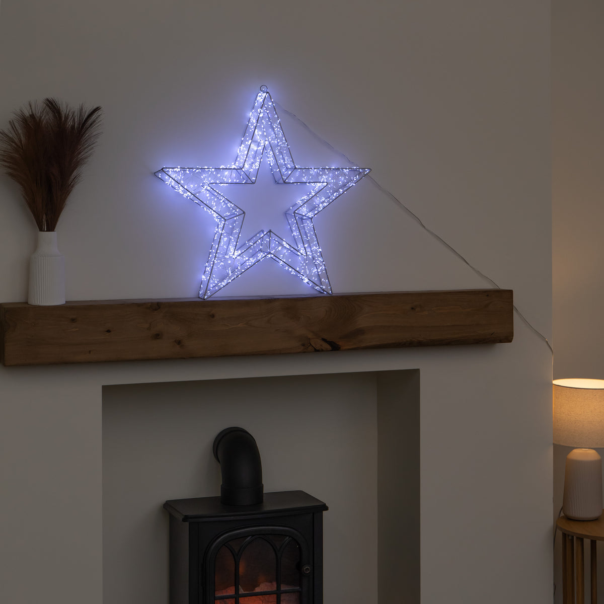 58cm Light up Silver Galaxy Star Christmas Decoration with Cool White LEDs