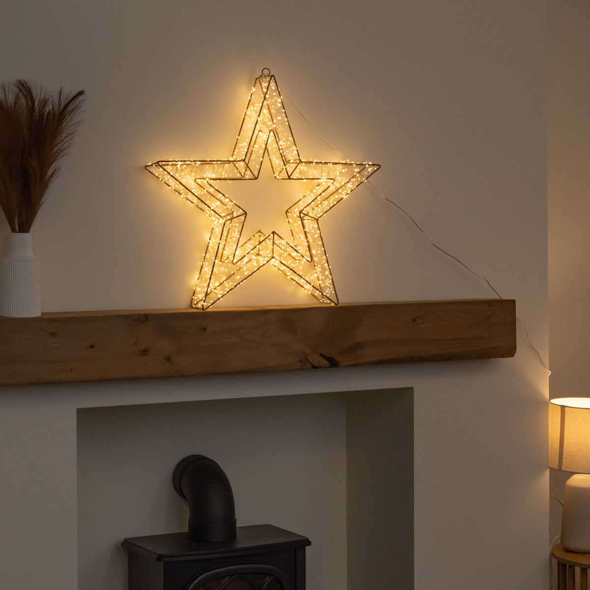 58cm Light up Gold Galaxy Star Christmas Decoration with Warm White LEDs
