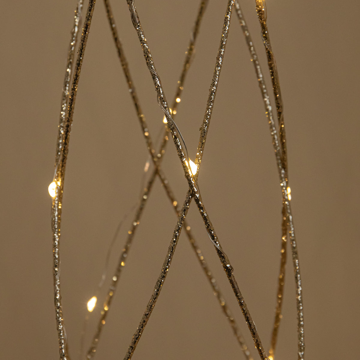 Set of 3 Light up Gold Spiral Christmas Tree Decoration with LEDs