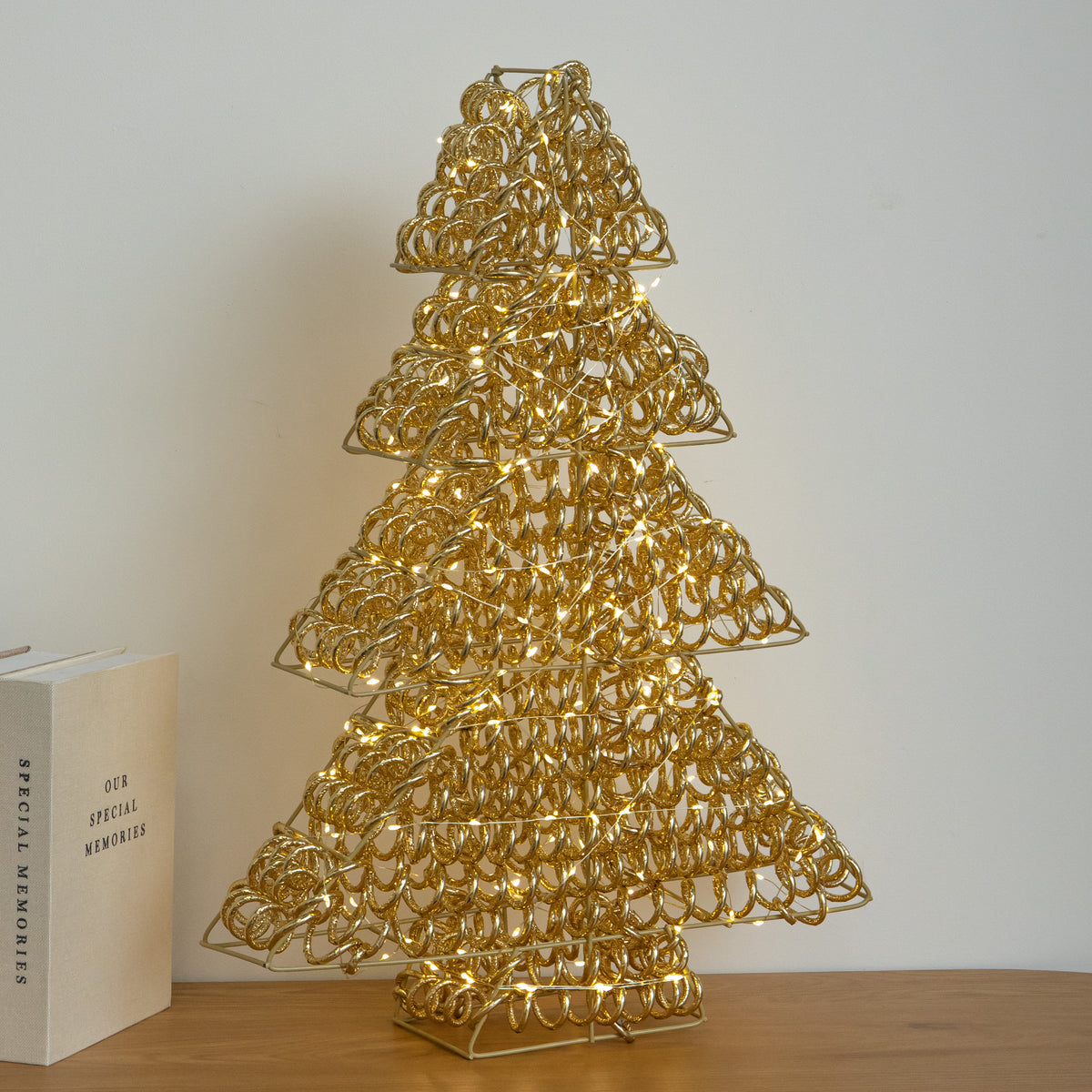 60cm Light up Gold Twirl Christmas Tree with 400 Warm White LEDs