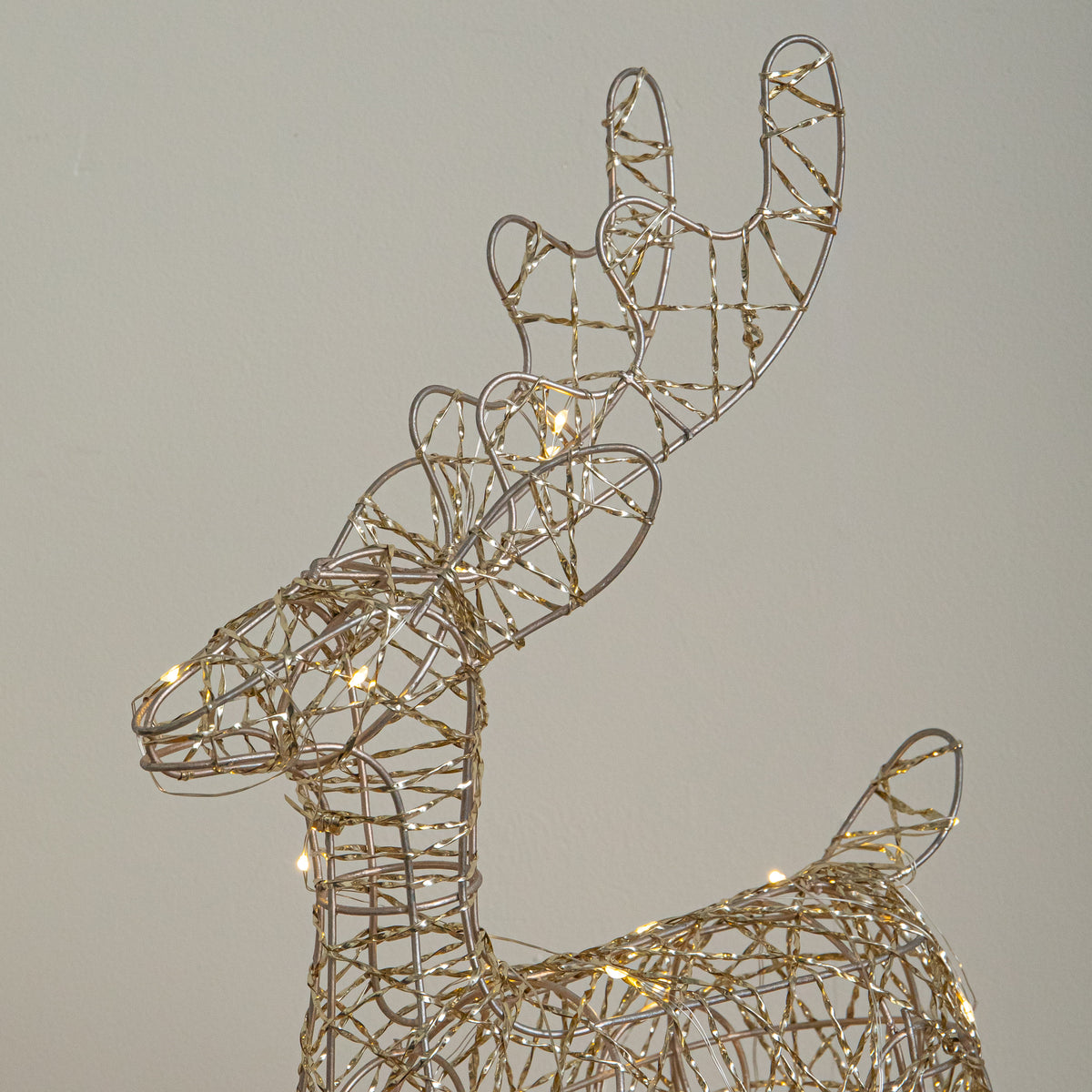 37cm Light up Gold Shimmer Christmas Reindeer with Warm White LEDs