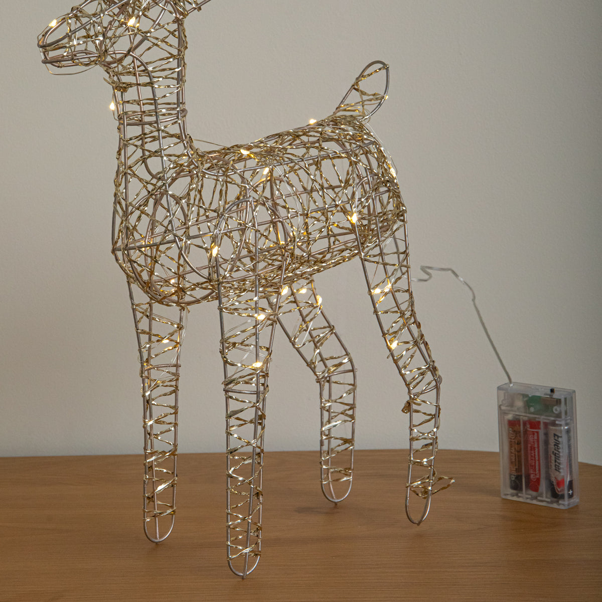 37cm Light up Gold Shimmer Christmas Reindeer with Warm White LEDs