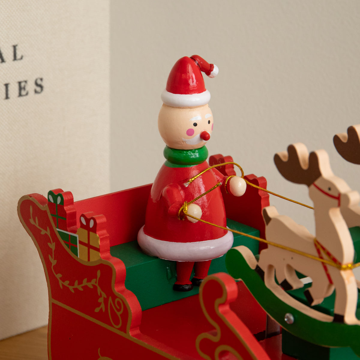 17cm Musical Santa Sleigh with Moving Reindeer