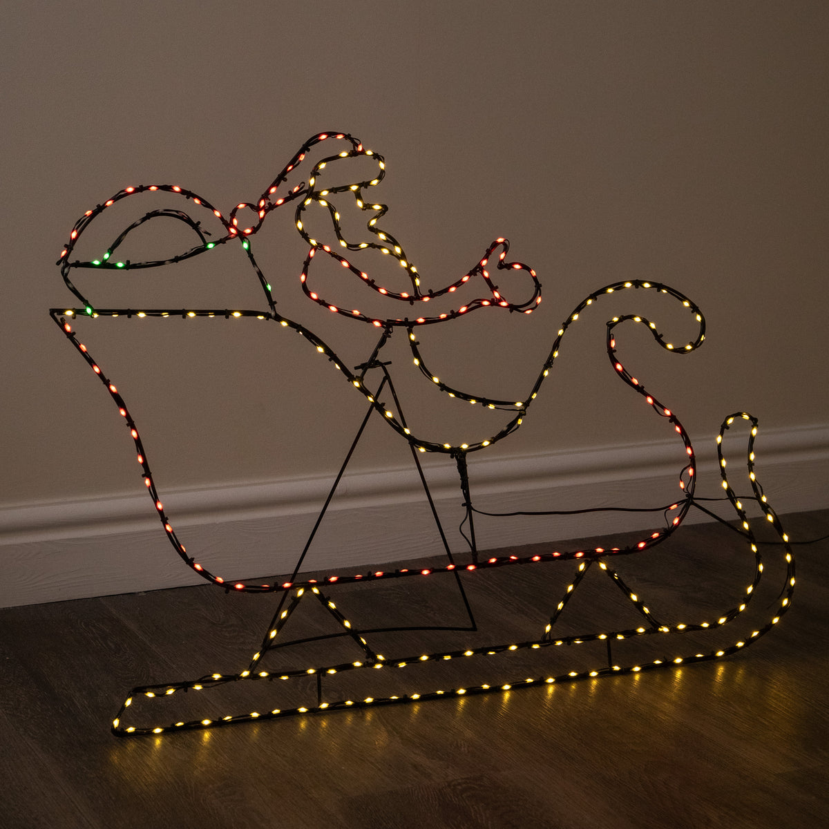 Santa’s Sleigh & Reindeer Light Up Christmas Silhouette with 662 LEDs