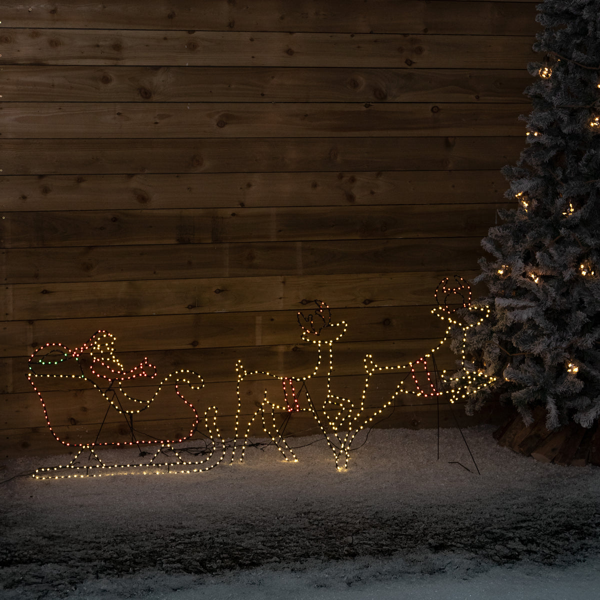Santa’s Sleigh & Reindeer Light Up Christmas Silhouette with 662 LEDs