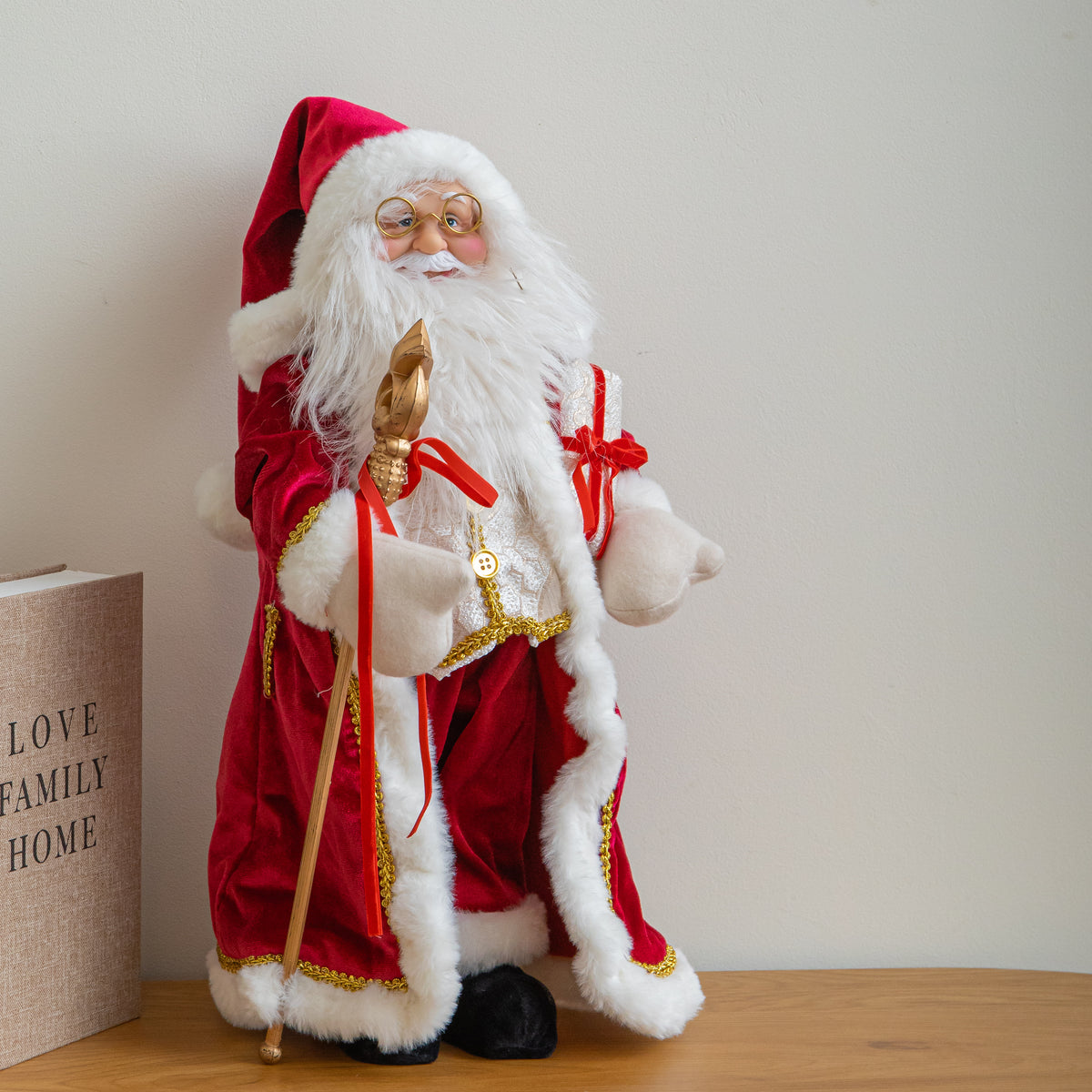 45cm Ruby Regal Standing Santa Christmas Decoration