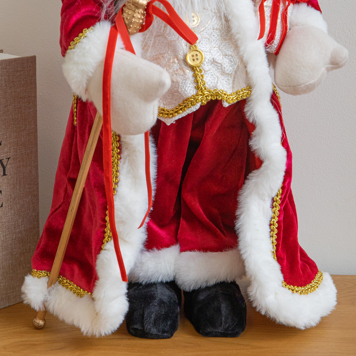 45cm Ruby Regal Standing Santa Christmas Decoration