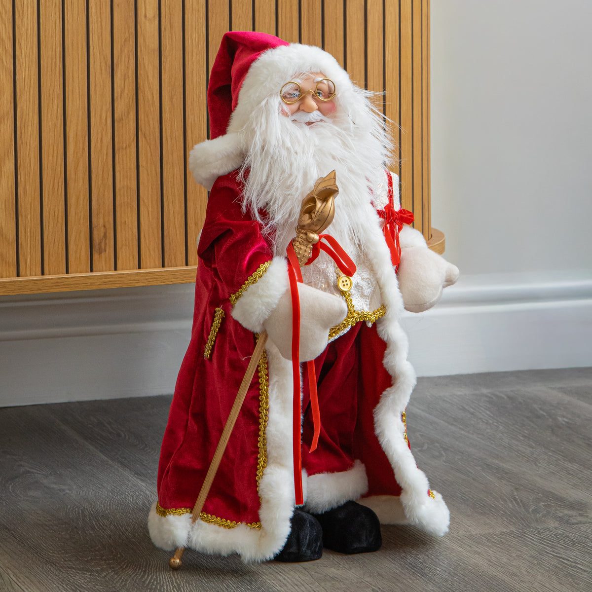 45cm Ruby Regal Standing Santa Christmas Decoration