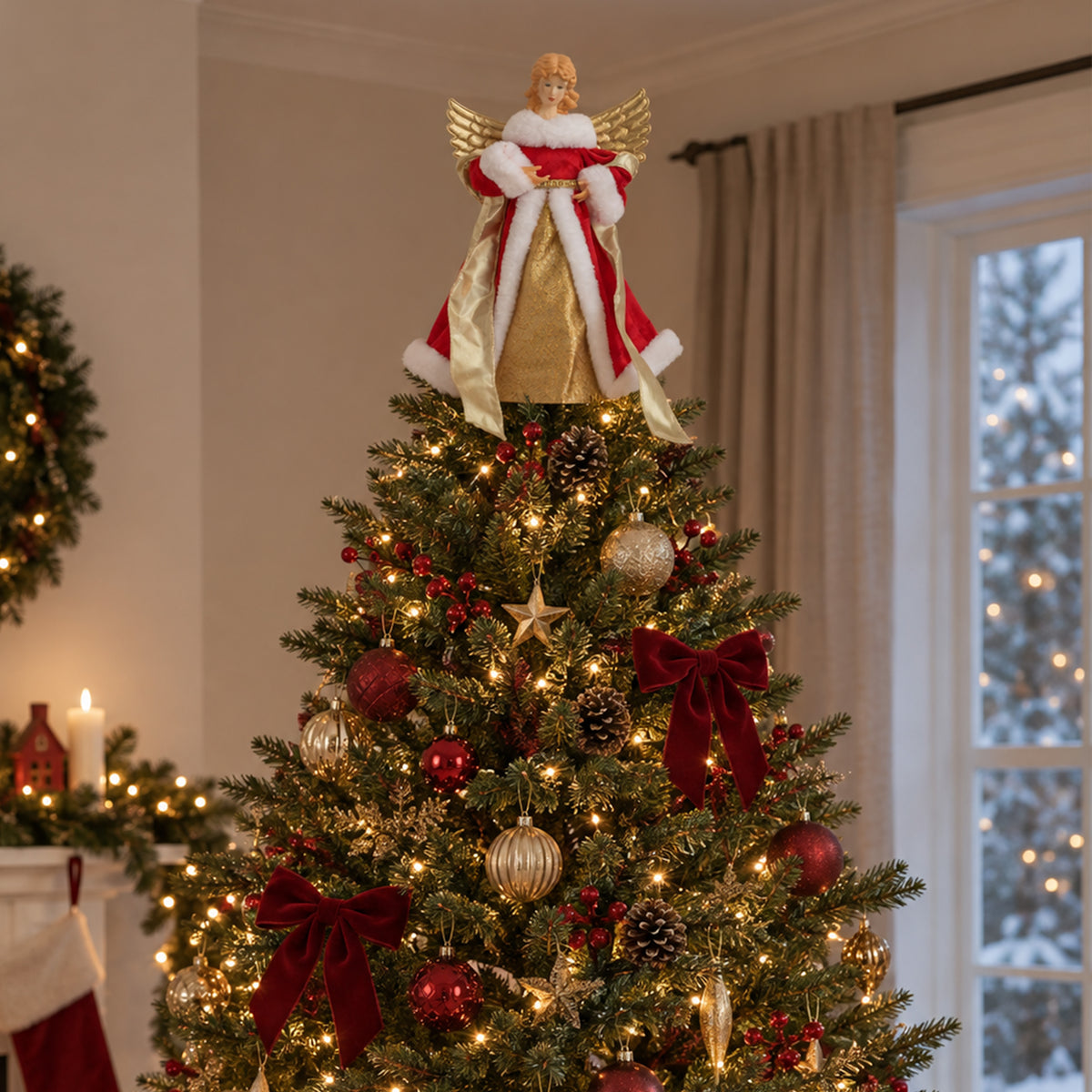 30cm Traditional Christmas Angel Tree Topper Decoration