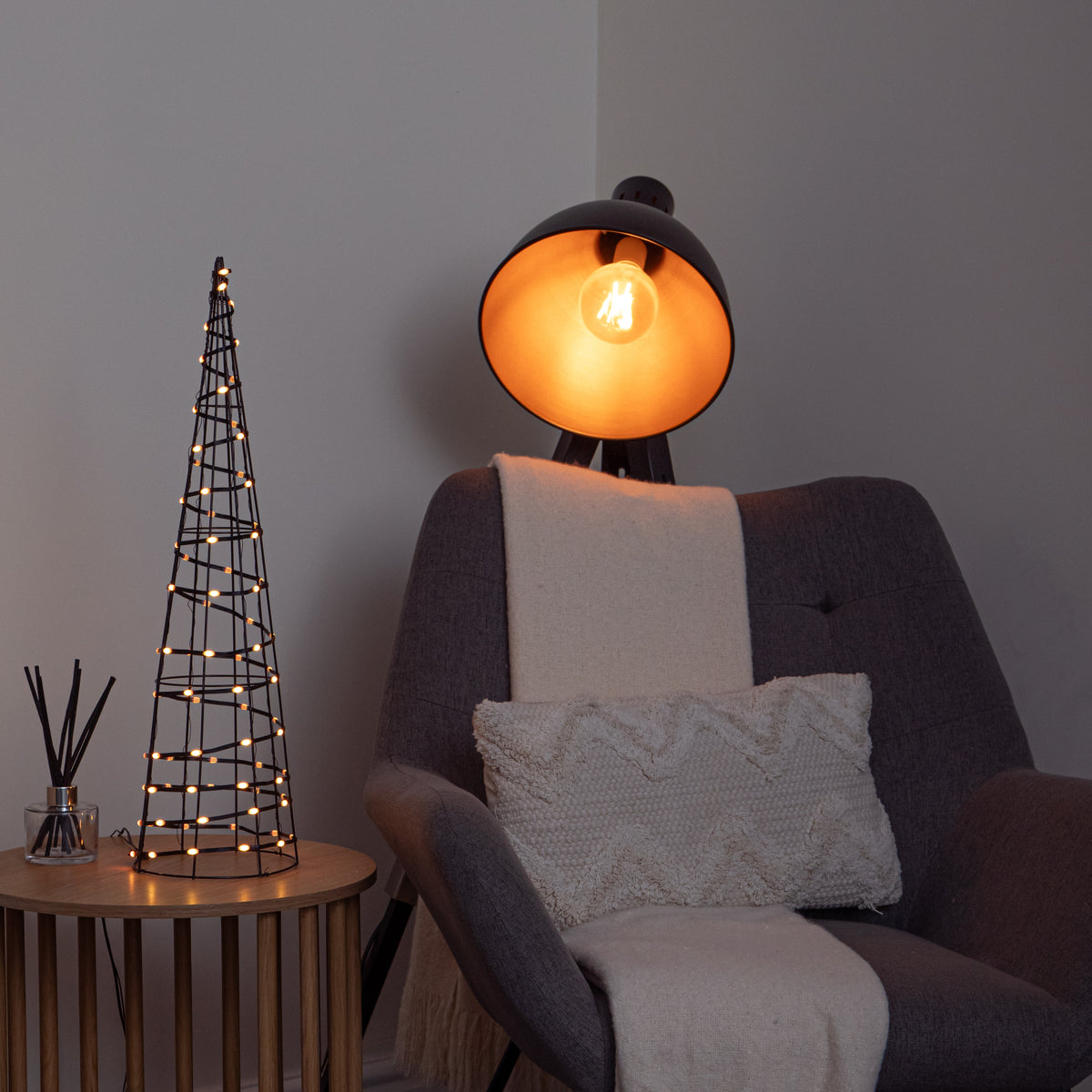 60cm Light up Black Christmas Cone with Remote Control & RGB LEDs