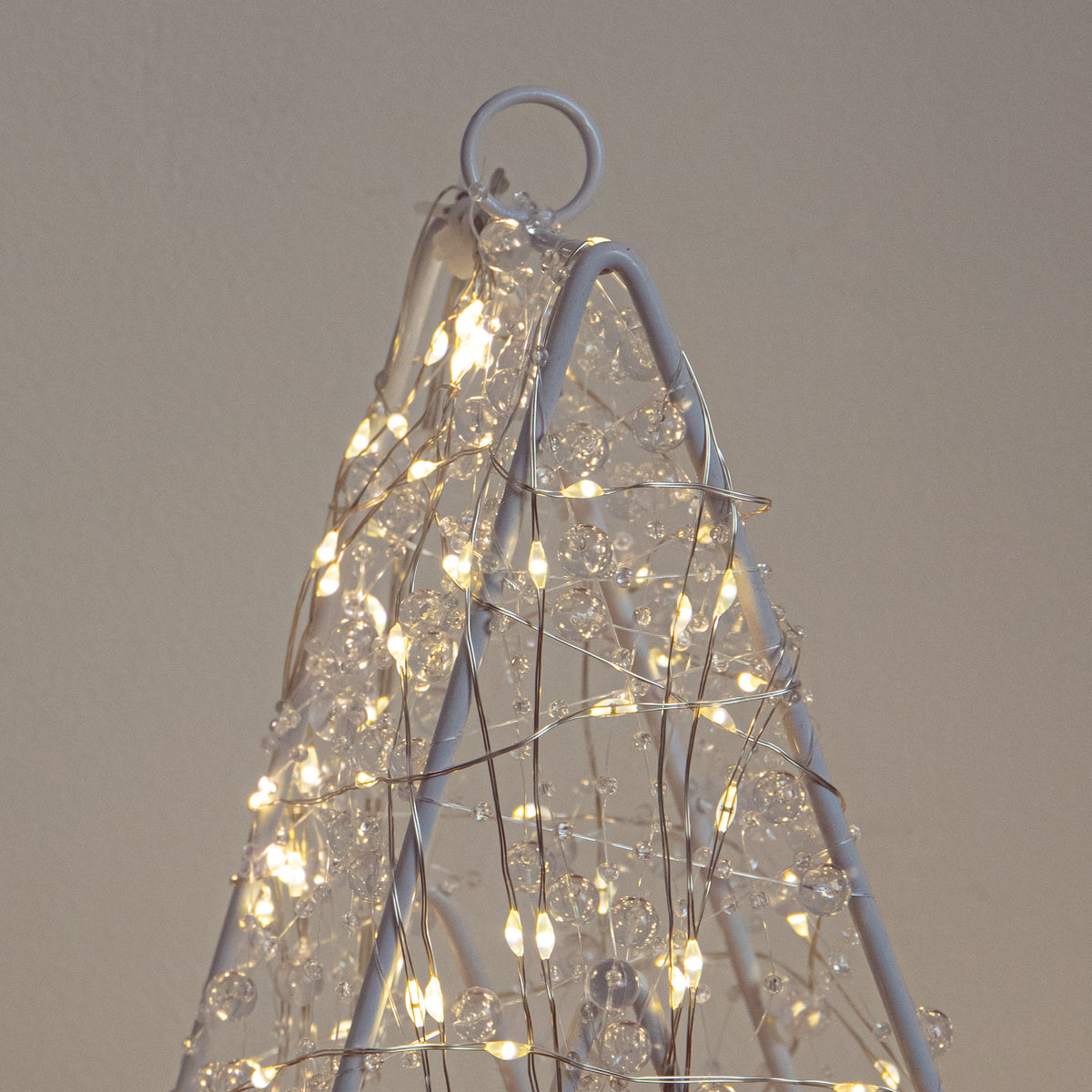 50cm Light up Clear Bead Christmas Star with Warm White LEDs