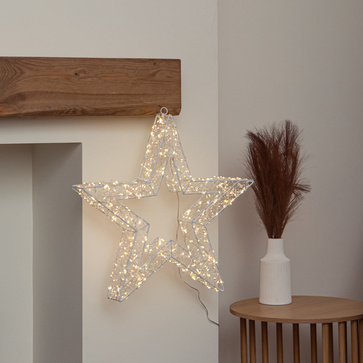 50cm Light up Clear Bead Christmas Star with Warm White LEDs