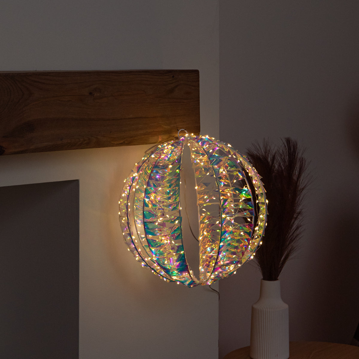 30cm Light up Iridescent Christmas Globe Light with Warm White LEDs