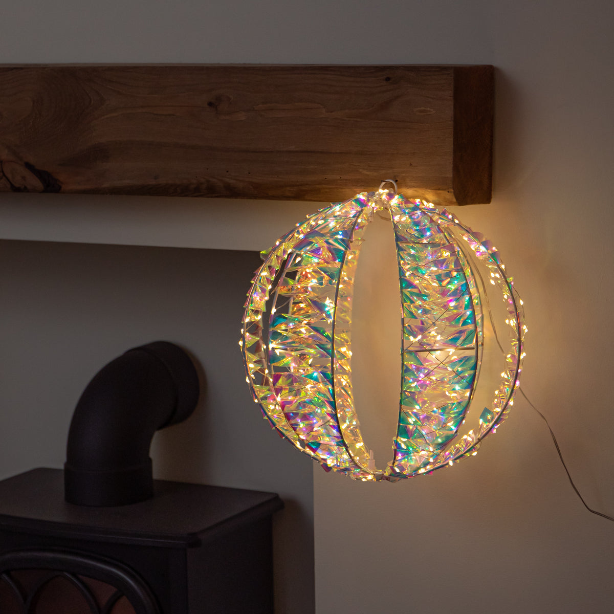 30cm Light up Iridescent Christmas Globe Light with Warm White LEDs