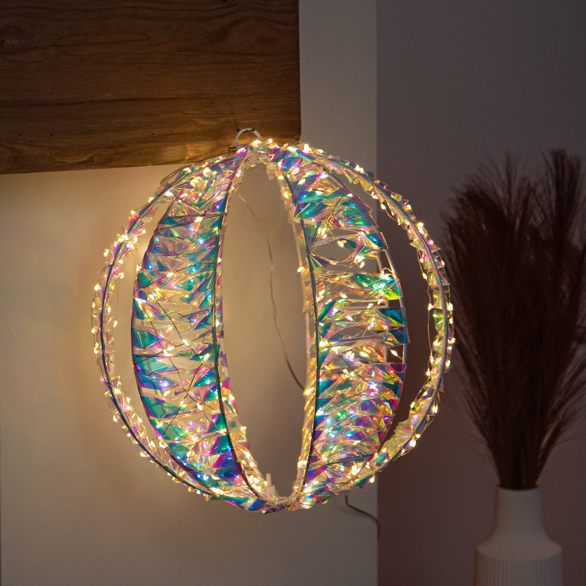 30cm Light up Iridescent Christmas Globe Light with Warm White LEDs
