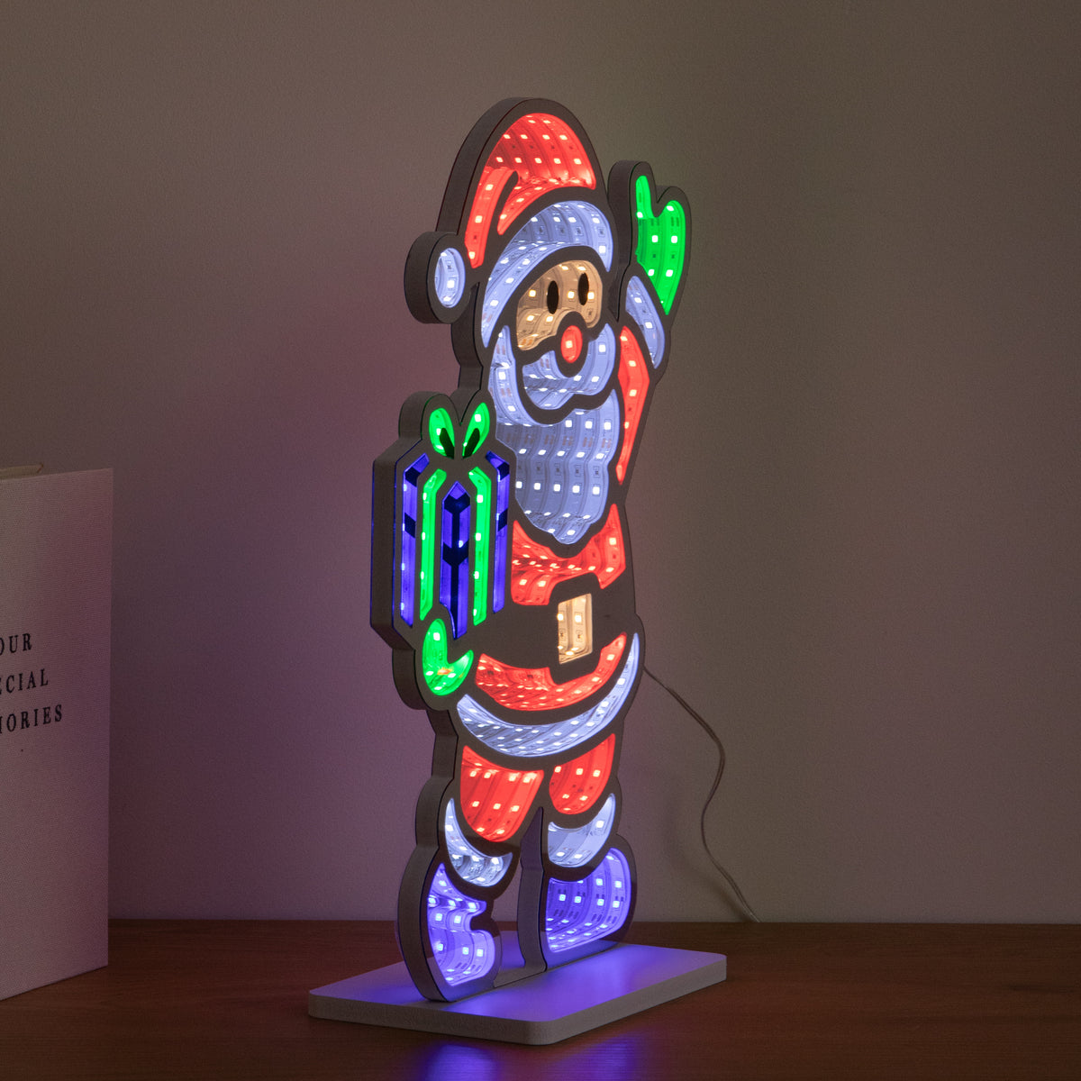 40cm Santa Infinity Mirror Light Christmas Decoration with LEDs