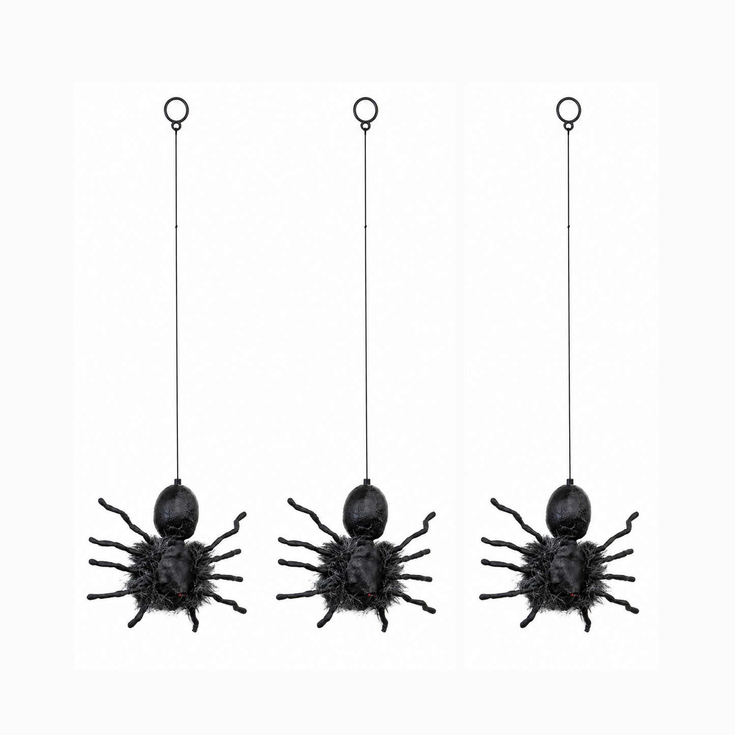 3 Pack of 2ft Battery Operated Ash Dropping Dangling Halloween Spider Animatronic Decoration