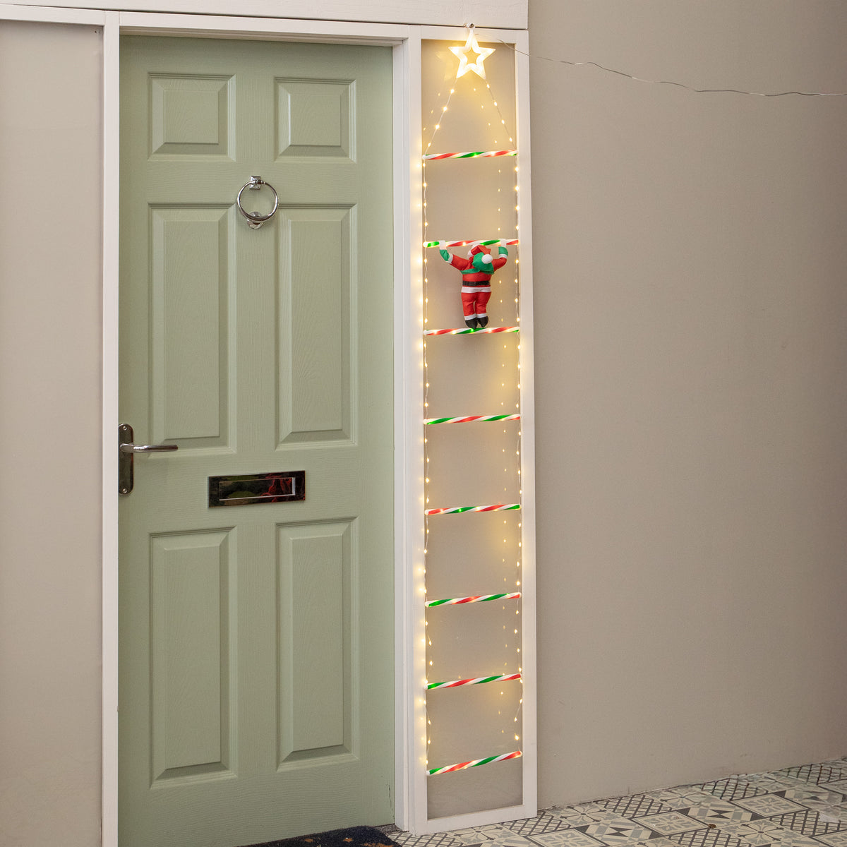 1.92m Light up Santa Climbing Ladder Christmas Decoration with LEDs