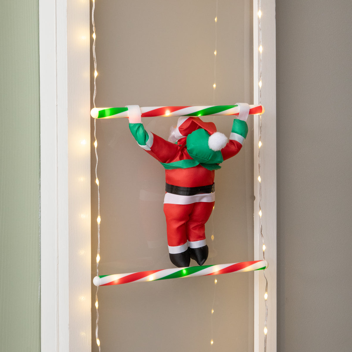 1.92m Light up Santa Climbing Ladder Christmas Decoration with LEDs