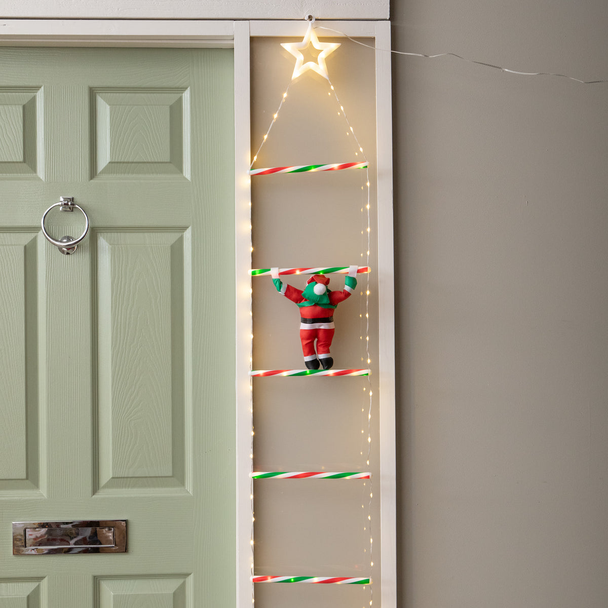 1.92m Light up Santa Climbing Ladder Christmas Decoration with LEDs