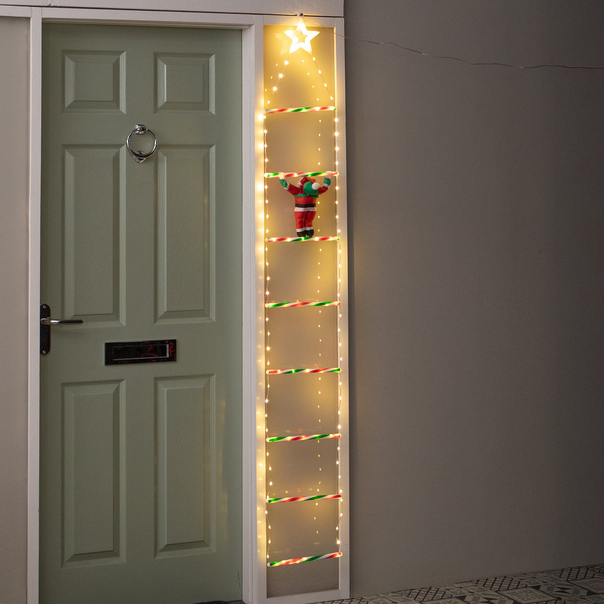 1.92m Light up Santa Climbing Ladder Christmas Decoration with LEDs