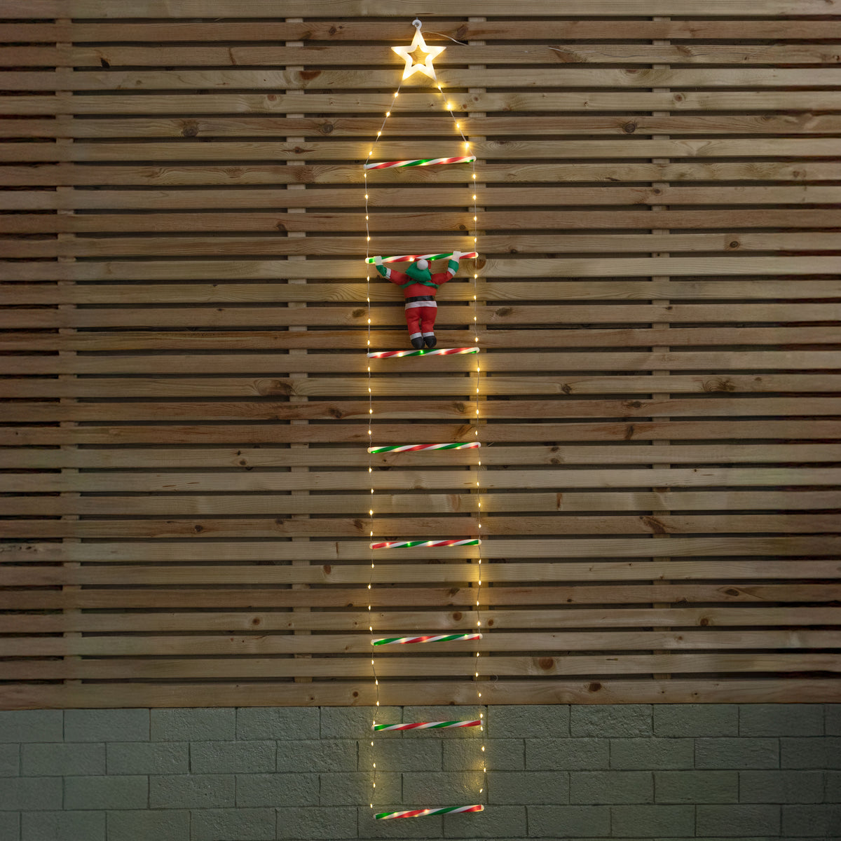 1.92m Light up Santa Climbing Ladder Christmas Decoration with LEDs