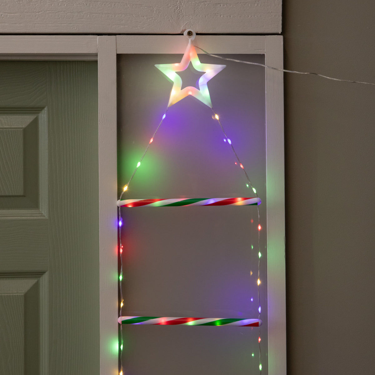1.92m Light up Santa Climbing Ladder Christmas Decoration with Multi-Coloured LEDs