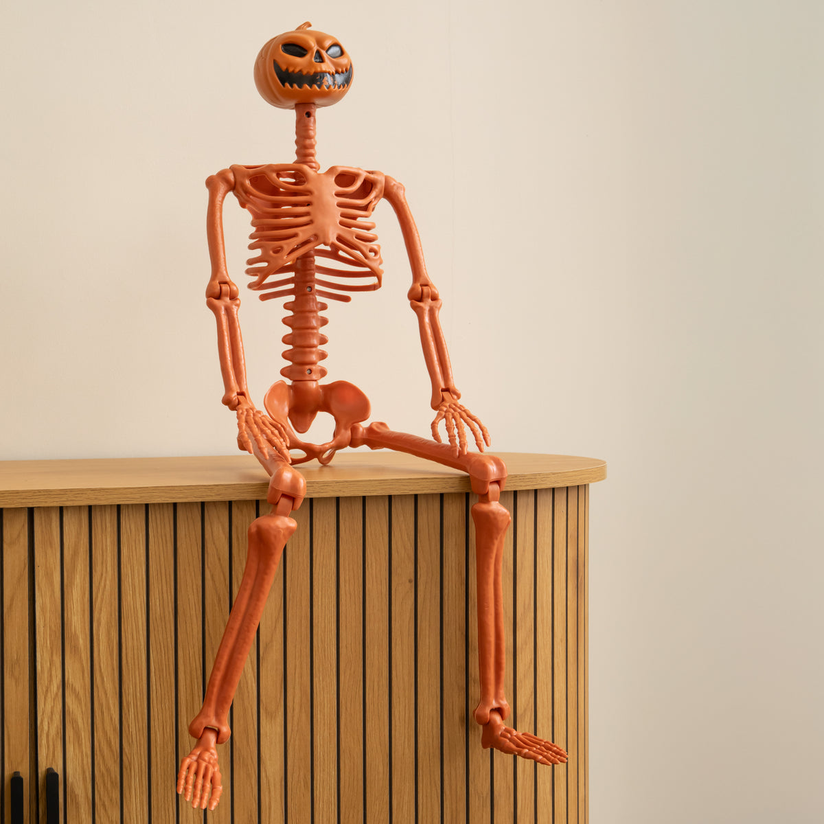 90cm Poseable Pumpkin Skeleton Hanging Halloween Decoration