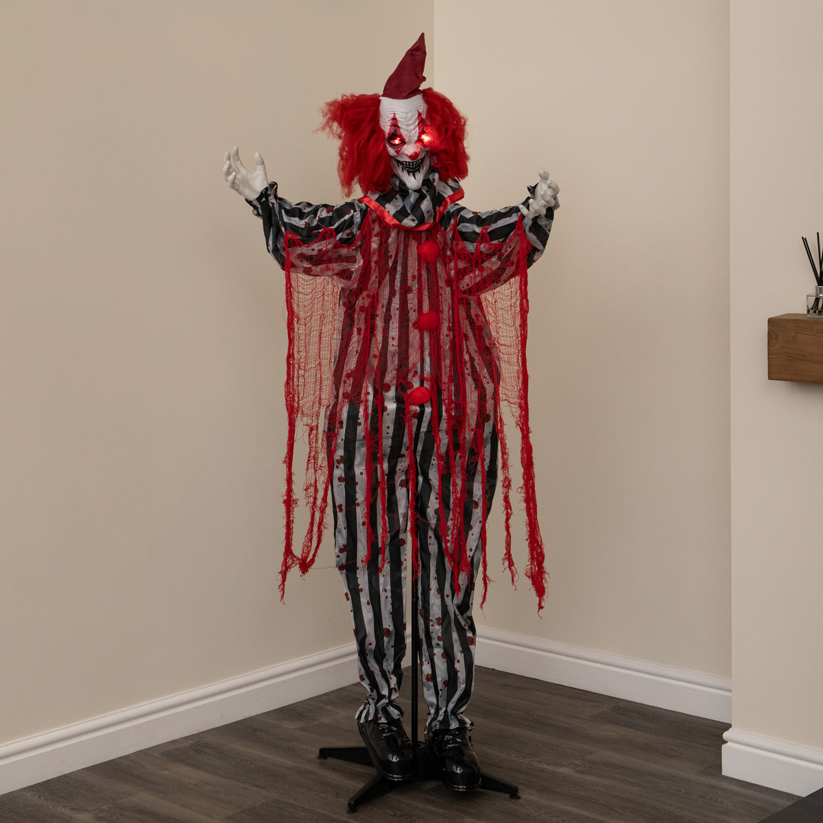 1.8m Animated Evil Clown Sound Activated Halloween Decoration with LEDs