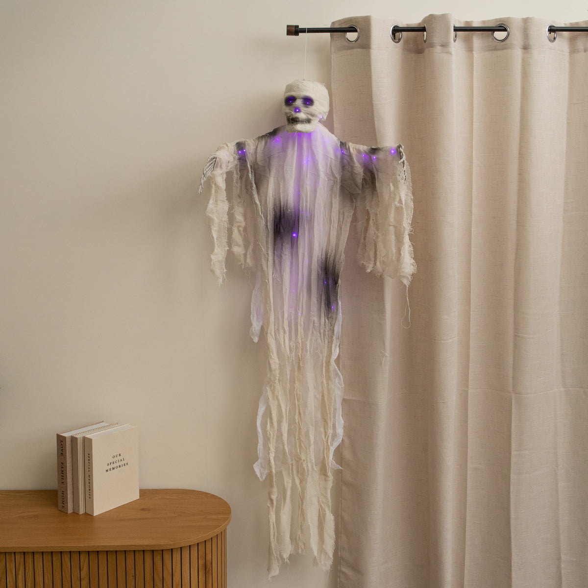 1.47m Light Up Hanging Halloween Mummy with Purple LEDs