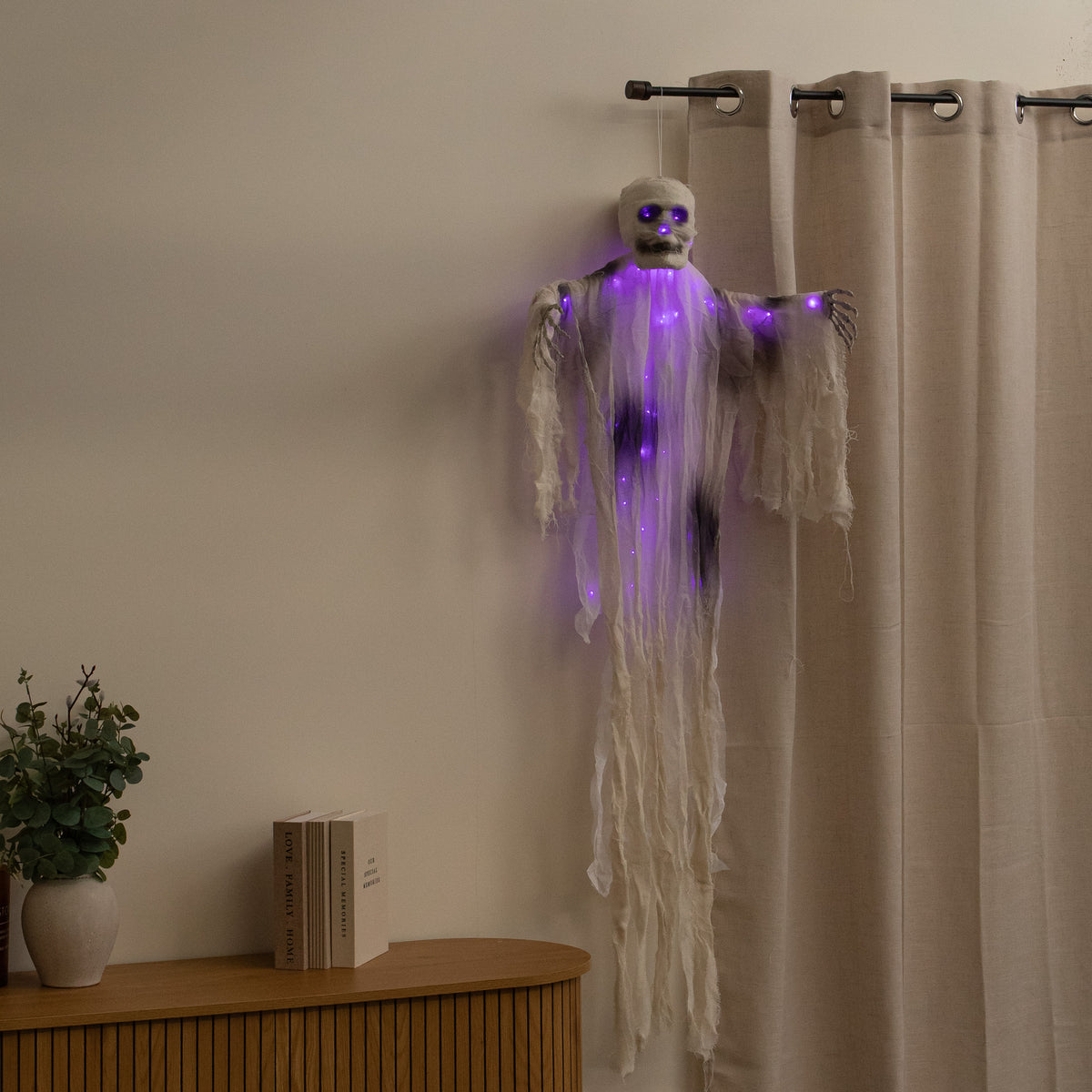 1.47m Light Up Hanging Halloween Mummy with Purple LEDs