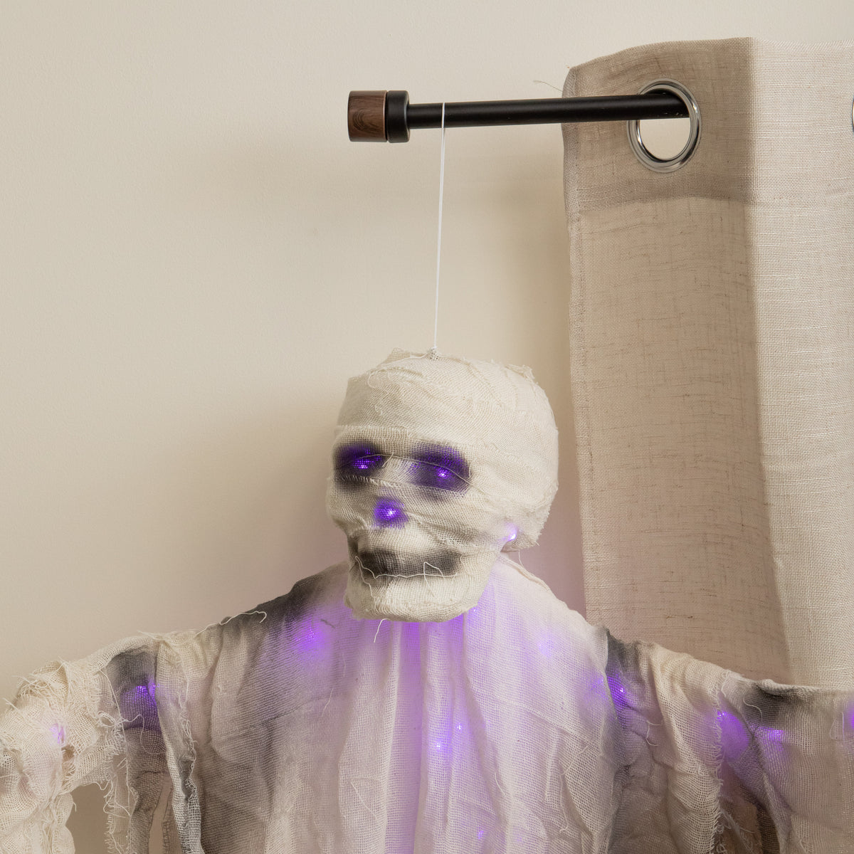 1.47m Light Up Hanging Halloween Mummy with Purple LEDs