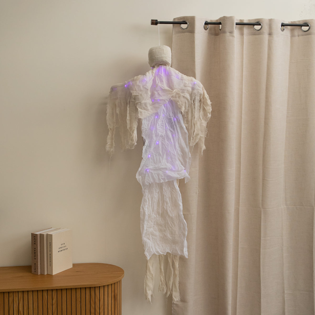 1.47m Light Up Hanging Halloween Mummy with Purple LEDs