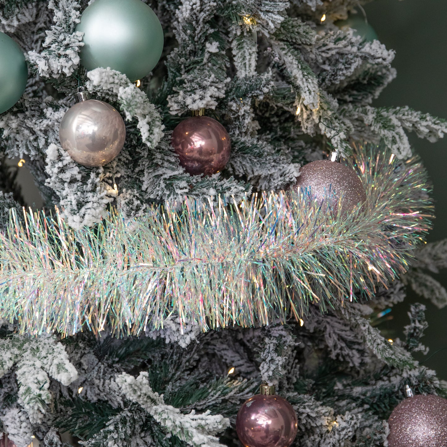 2m x 12cm White Fine Cut Iridescent Christmas Tinsel Garland