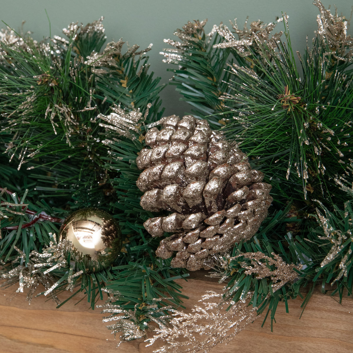 1.8m (6ft) Christmas Garland with Berries, Pine Cones & Gold Baubles