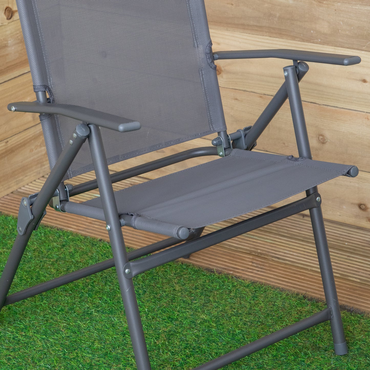 Set of 6 Outdoor Multi-Position Textoline Garden Chairs in Grey