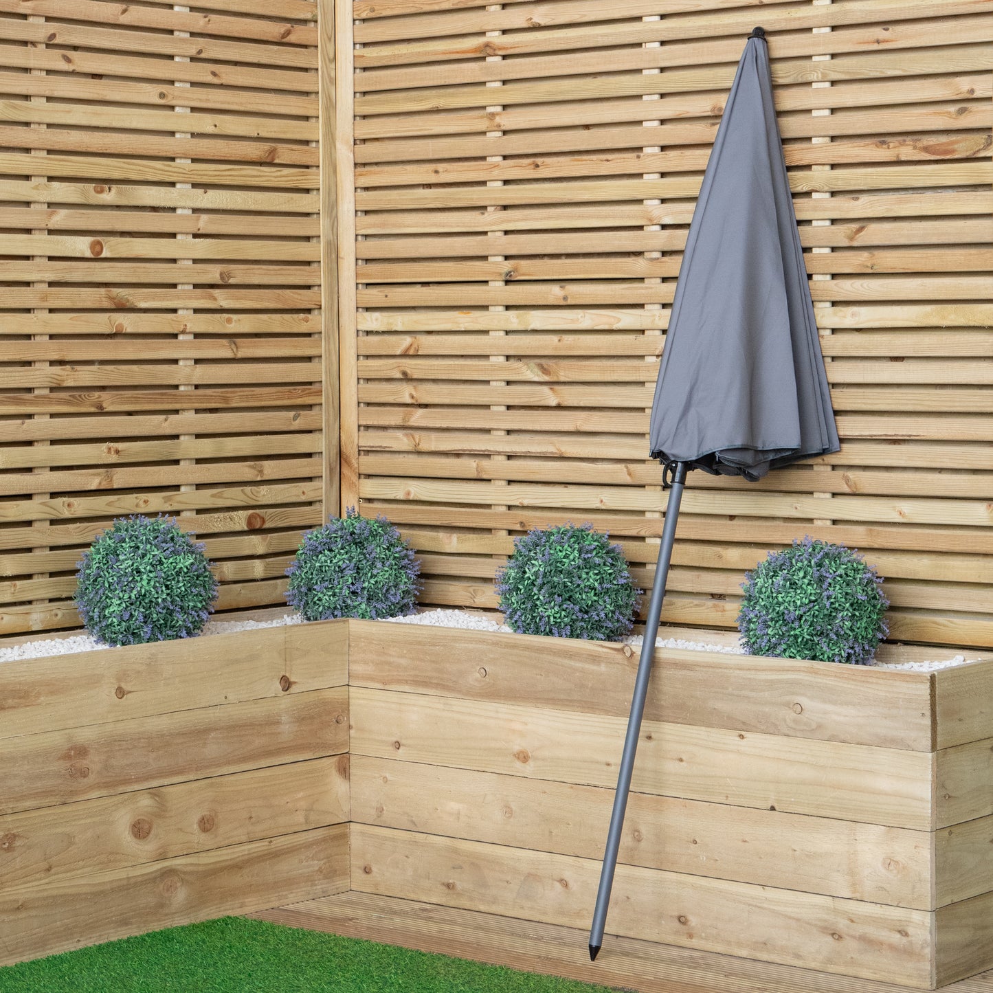 1.7m Outdoor Garden Patio Parasol Sun Shade in Grey