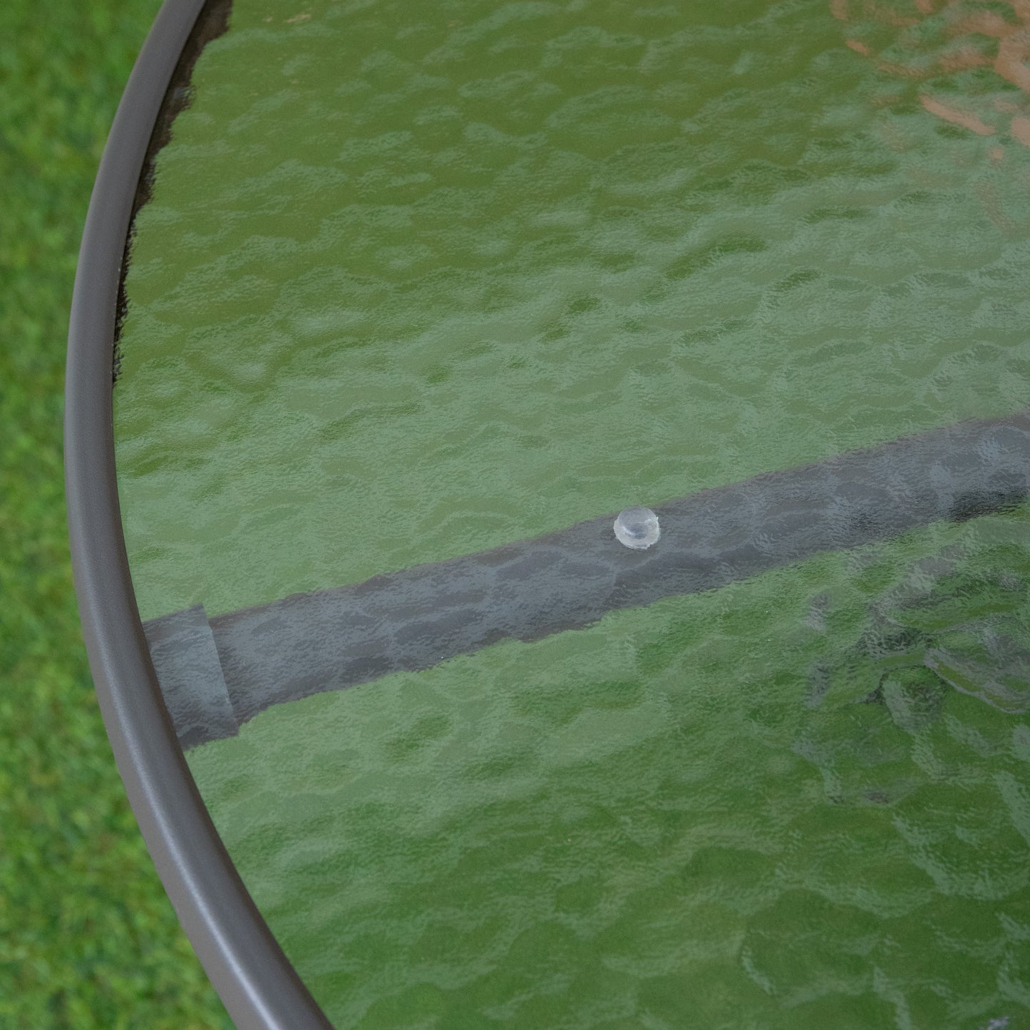 4 Person Outdoor Round Garden Table with Glass Top in Grey