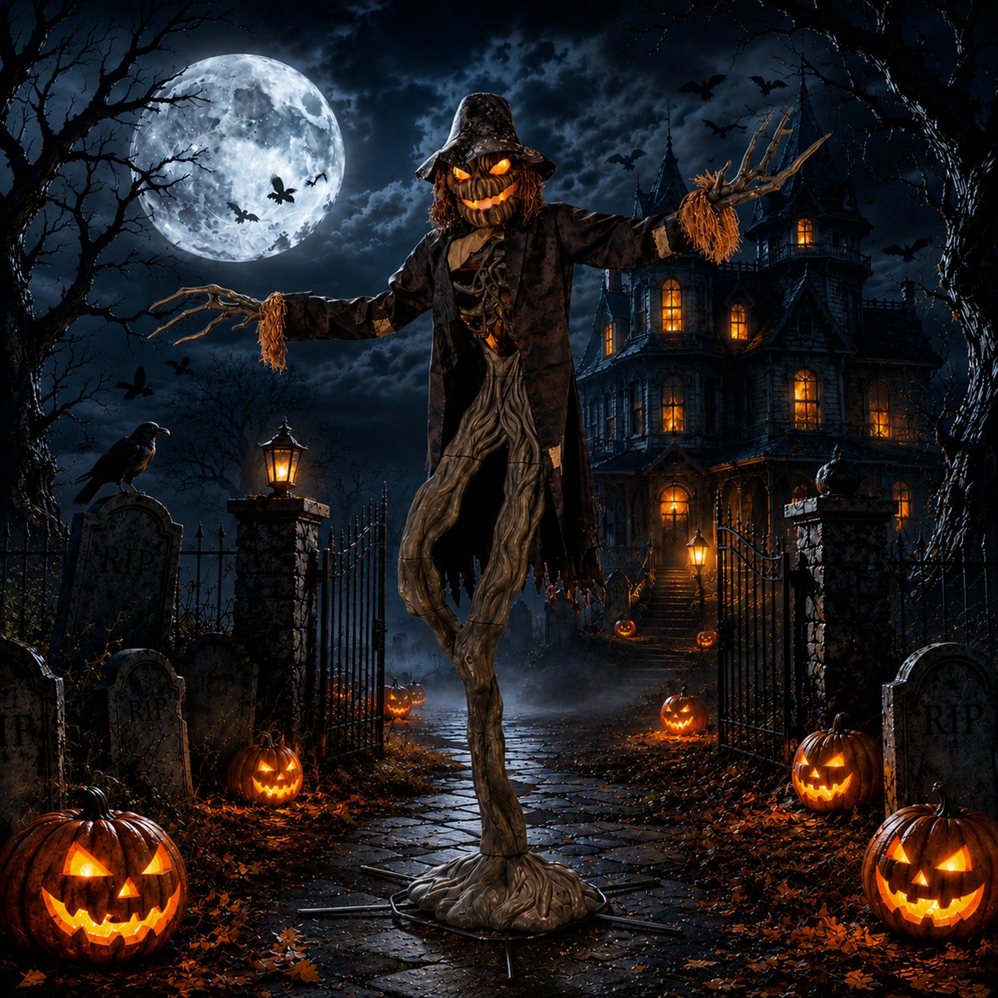 Home Accents 15ft Giant Sized Animated LED Worricrow Scarecrow Halloween Decoration
