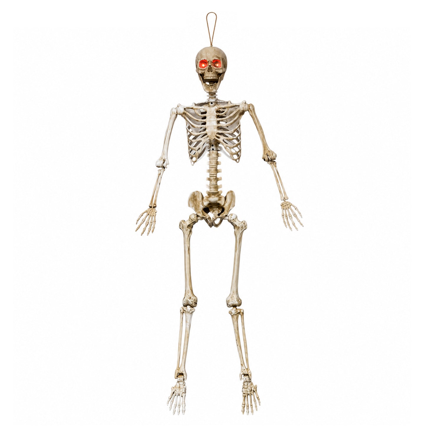 5ft (1.5m) Battery Powered Light up Halloween Skeleton with Poseable Joints & Red LEDs
