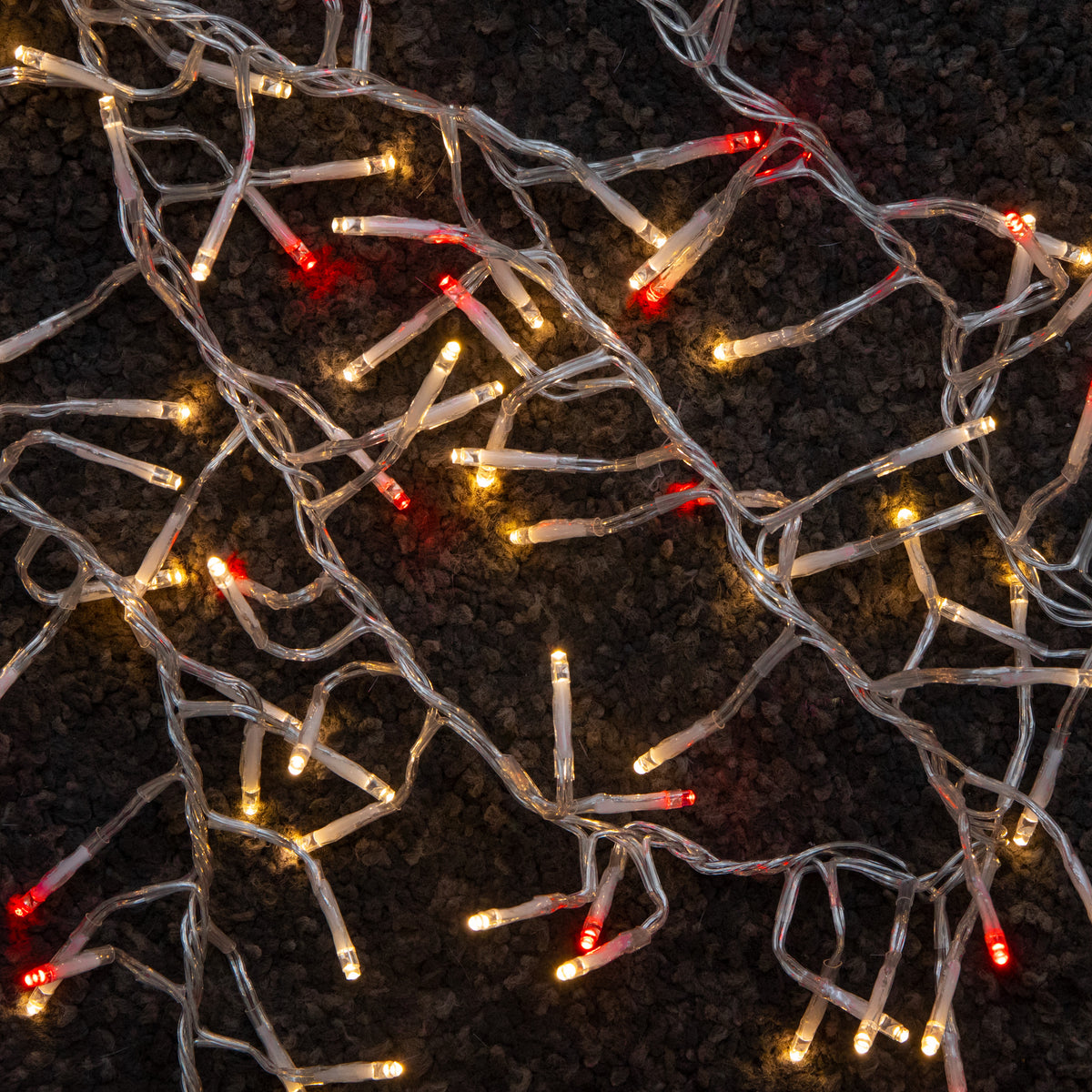 9.3m 720 LED ClusterBrights Christmas String Lights in Red & Warm White on Clear Cable