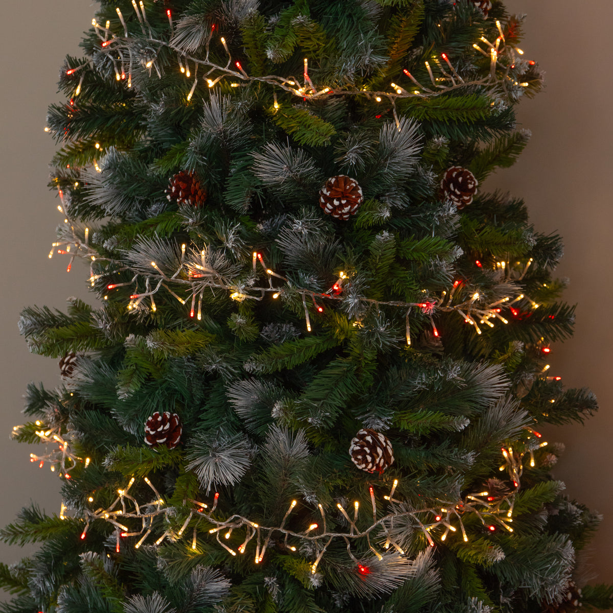 9.3m 720 LED ClusterBrights Christmas String Lights in Red & Warm White on Clear Cable