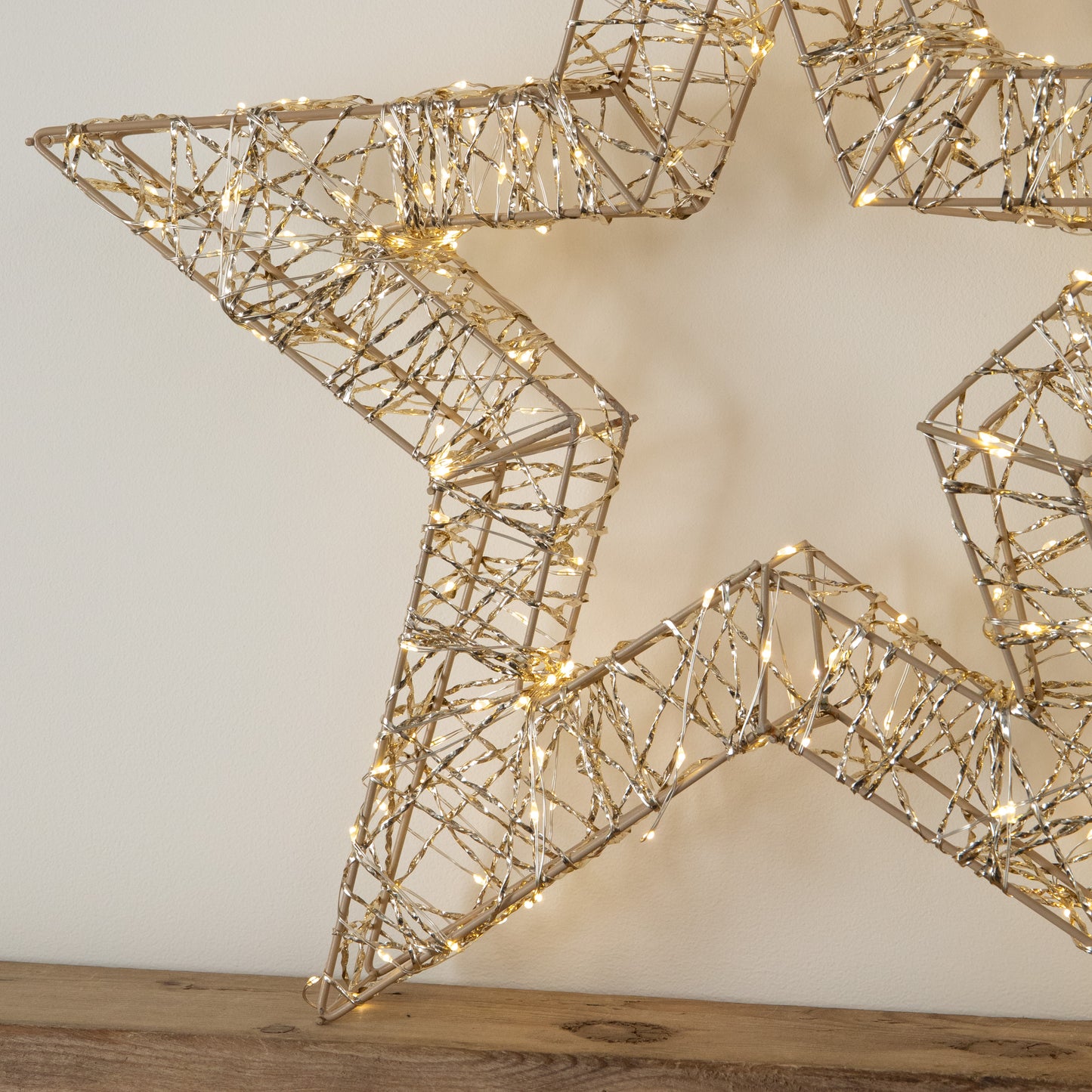 50cm Gold Light Up Christmas Star with 240 Warm White LEDs & Timer