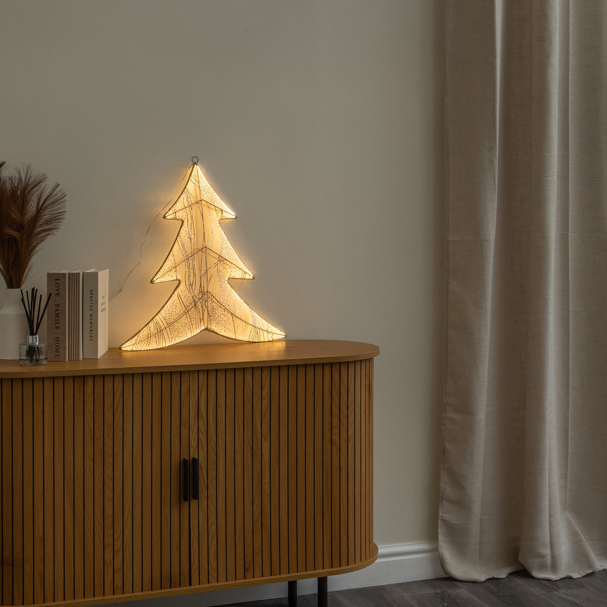 55cm Aura Light Up Christmas Tree Silhouette with Warm White LEDs
