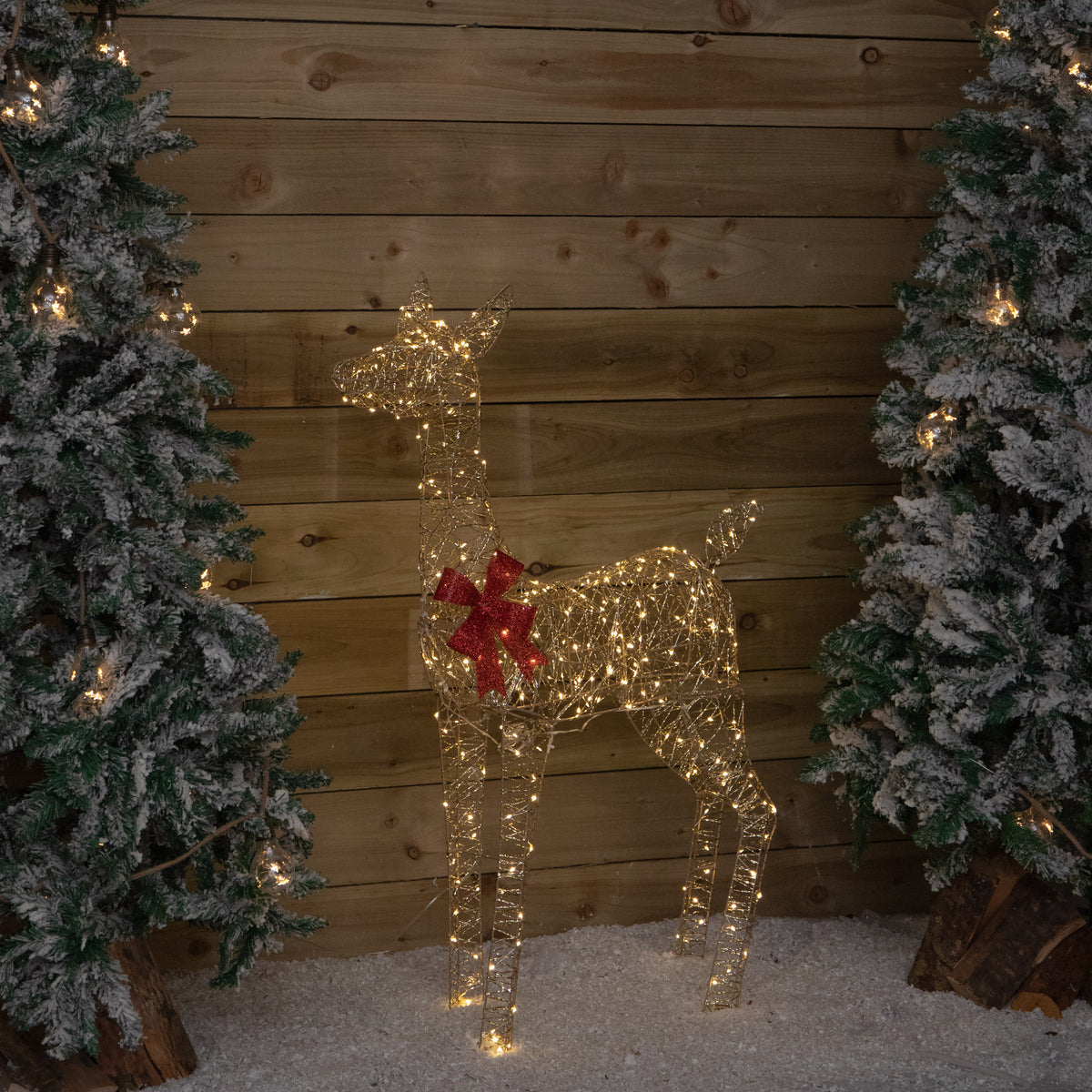 1.1m Gold Elegance Twist Light Up Christmas Doe with 300 Warm White LEDs