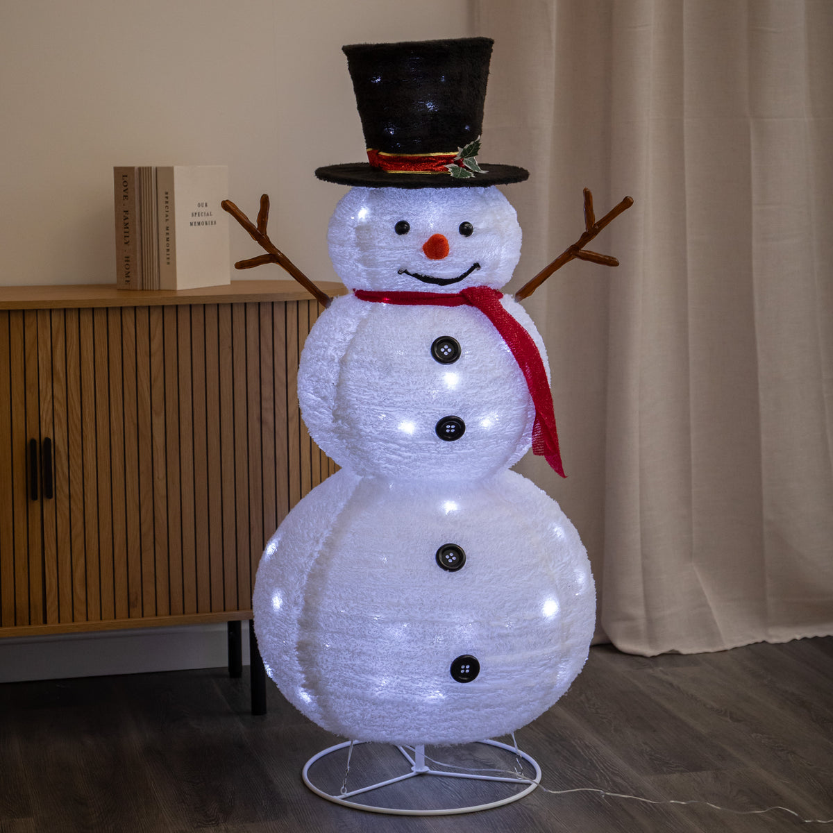 1.2m (4ft) Light up Foldable Christmas Snowman with 100 White LEDs