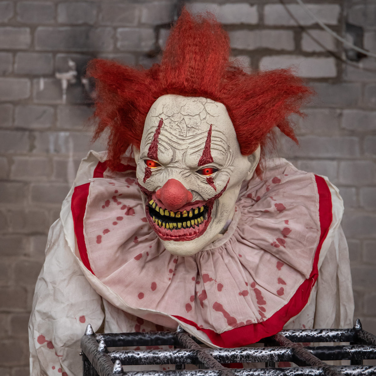 7ft Tall Giant Cagey The Clown with Girl Halloween Animatronic Decoration