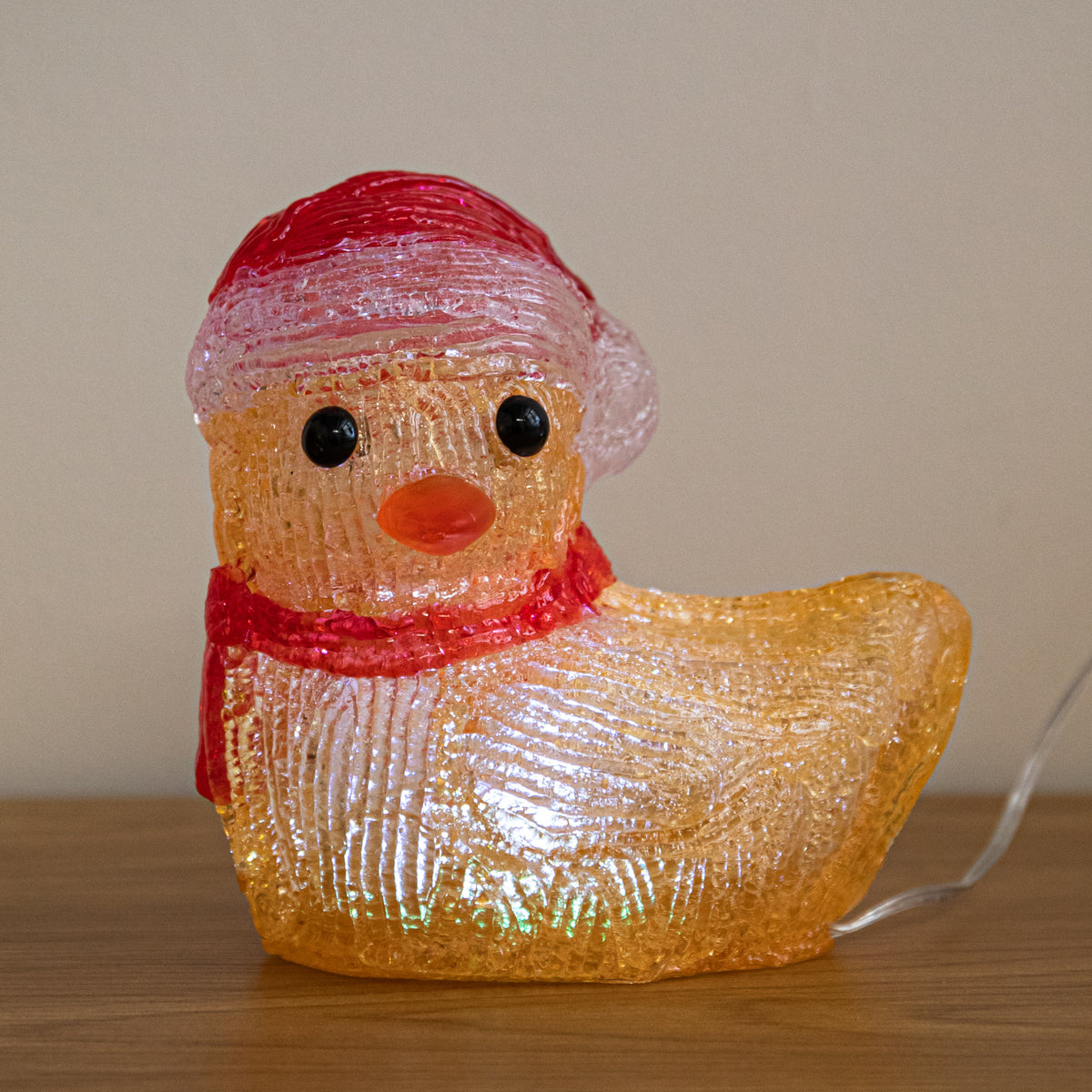 Set of 5 Light Up Acrylic Christmas Ducklings with Cool White LEDs