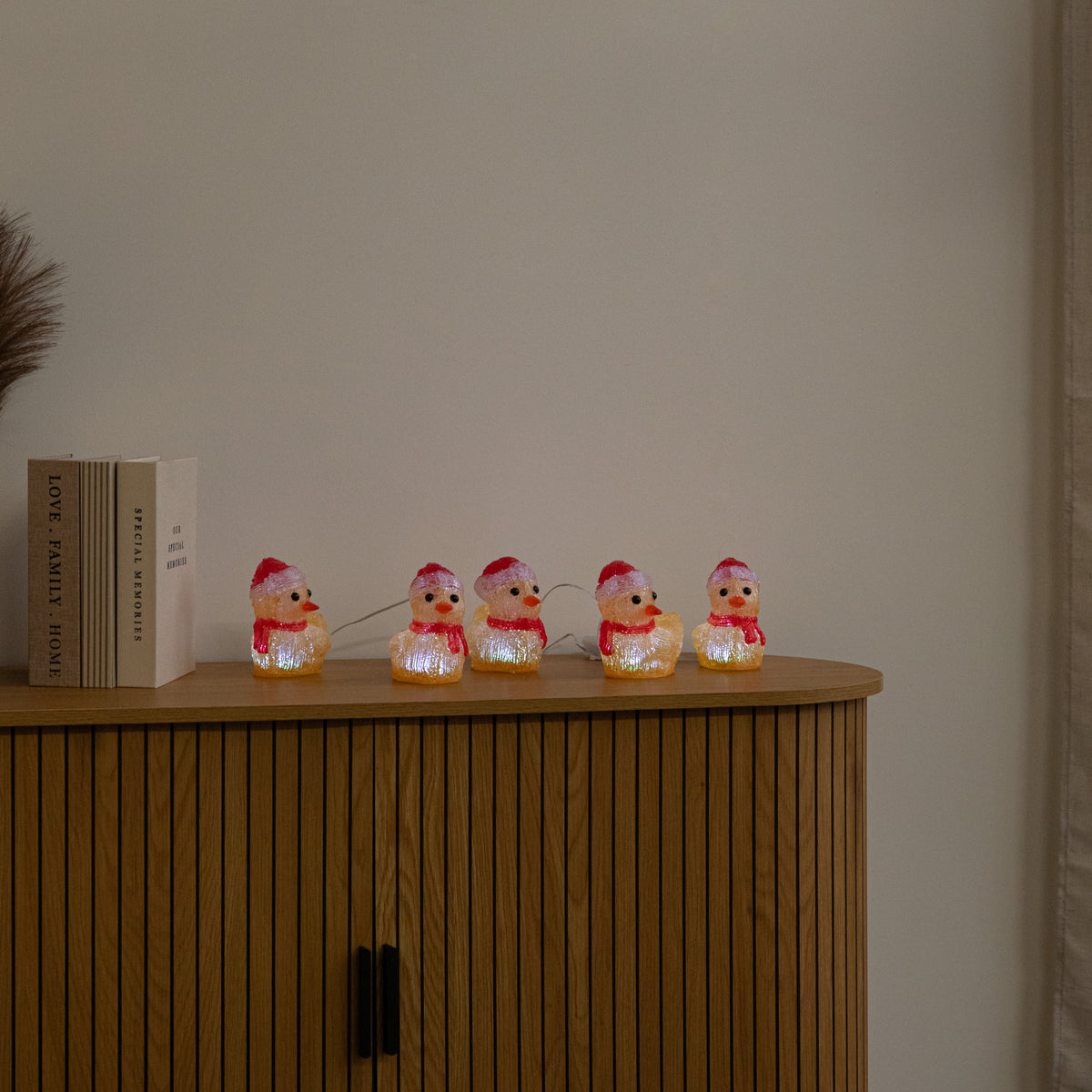 Set of 5 Light Up Acrylic Christmas Ducklings with Cool White LEDs