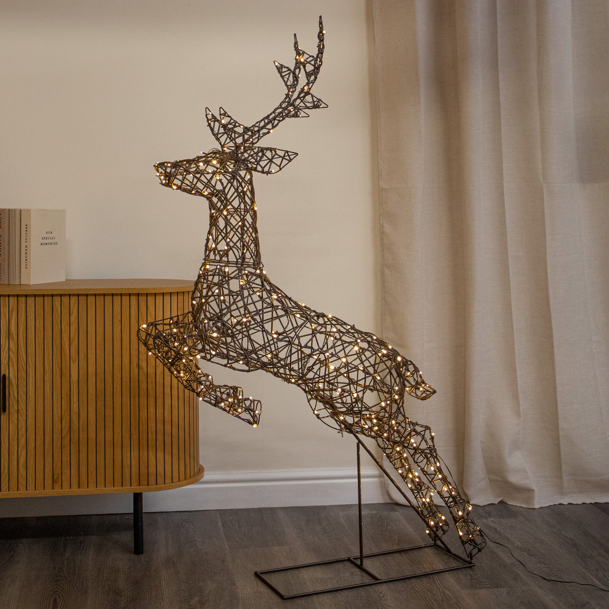 1.5m Light Up Prancing Stag Christmas Reindeer with 260 Warm White LEDs